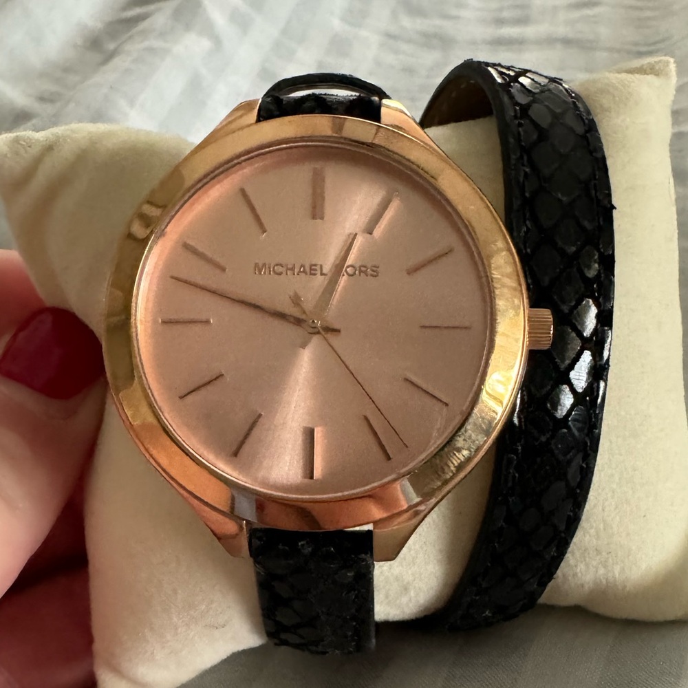 Michael kors gold and black wrap around bracelet watch